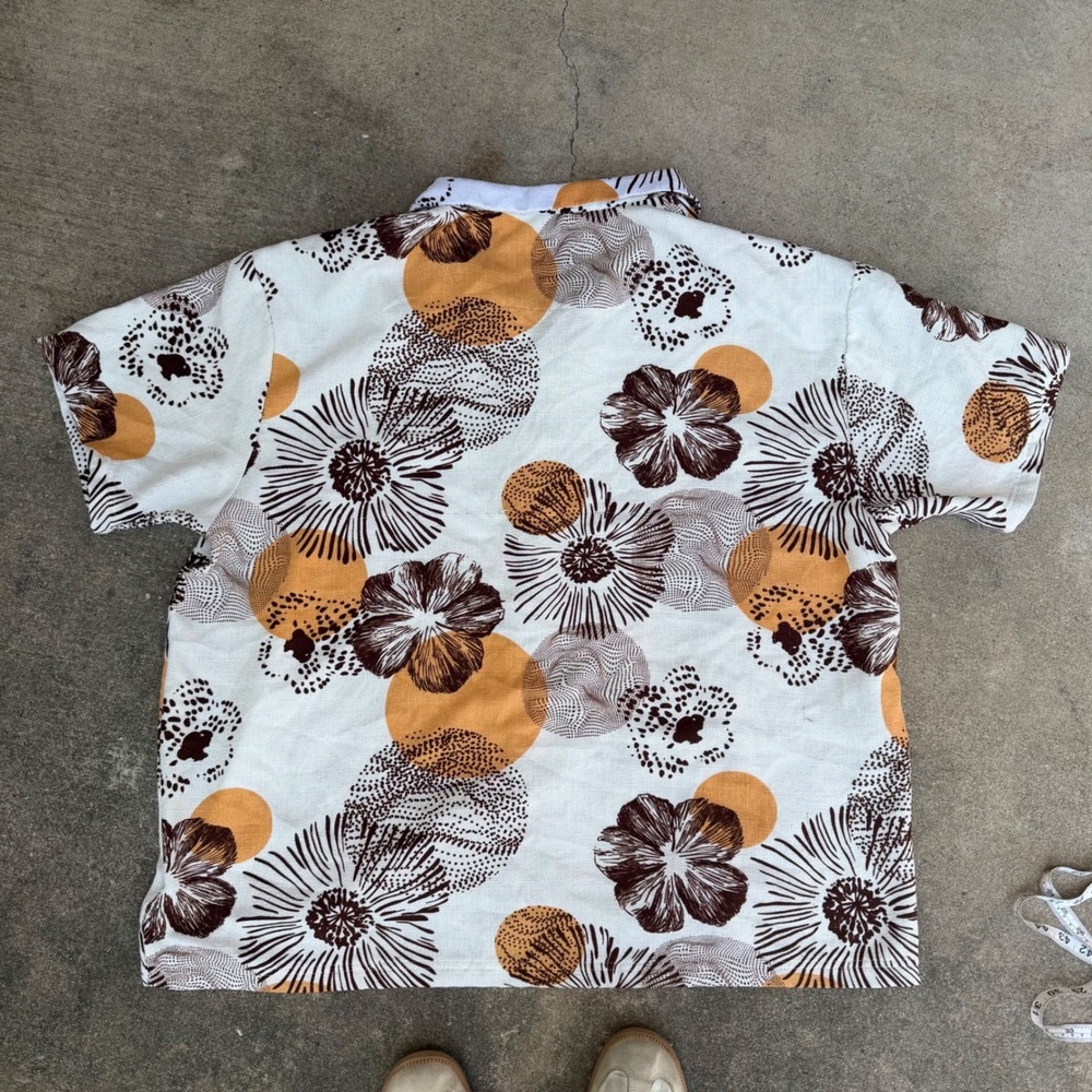 Malibu by Drill Clothing Co Mens 4X Abstract Floral Button Up Shirt Brown Ochre - Picture 7 of 8